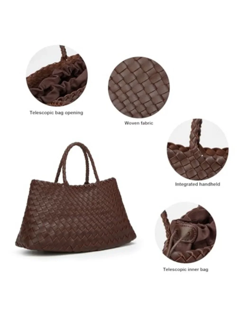 Woven Tote Bag for Women Large Handmade Hobo Shoulder Purse Work Commuter